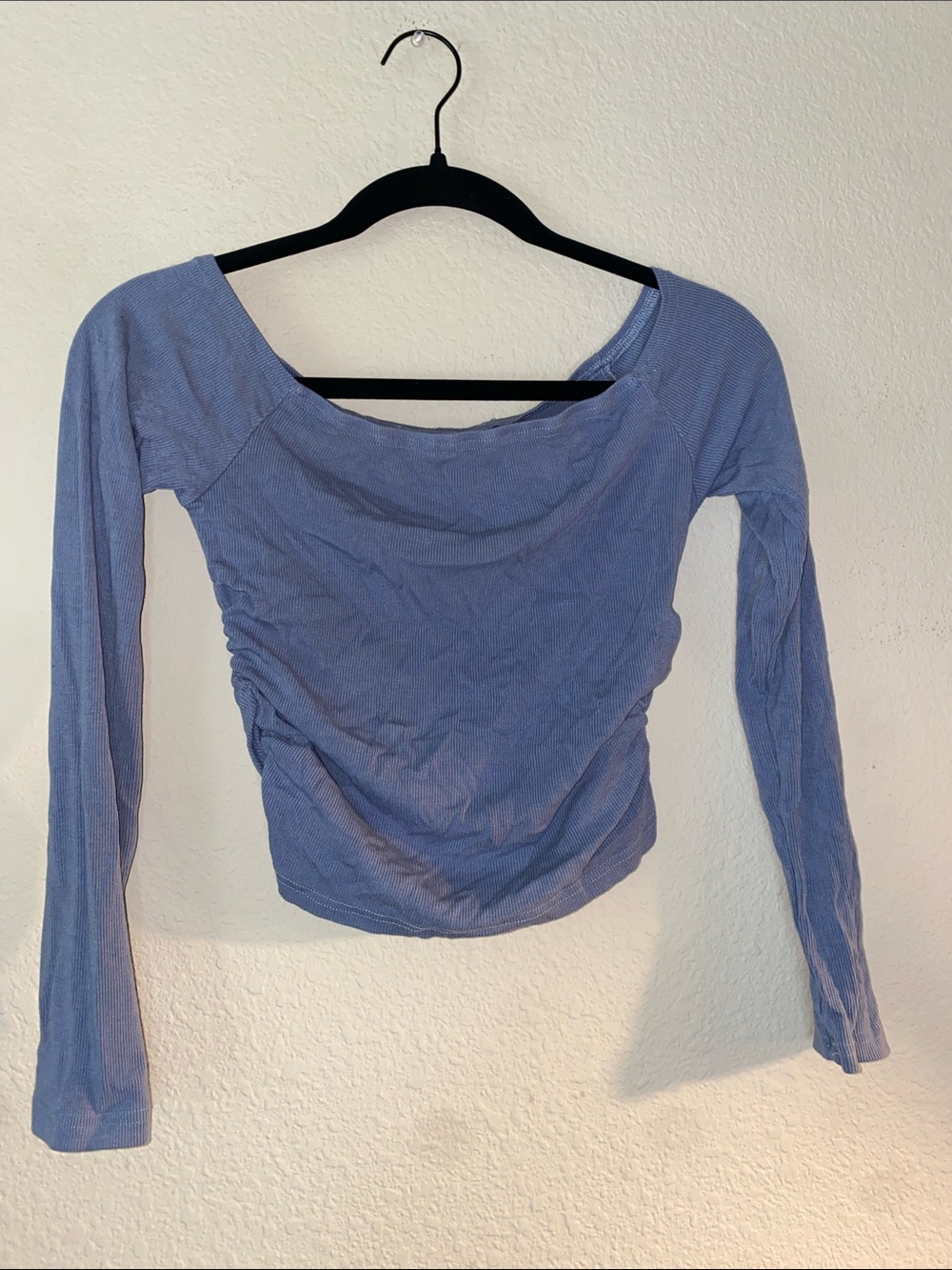 🐛 Periwinkle blue off-the-shoulder long-sleeve top!